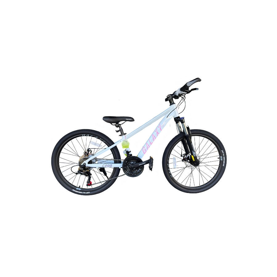 Bicicleta GALAXY Aluminio 11.5" Blanca Morada 21V Freno Disco