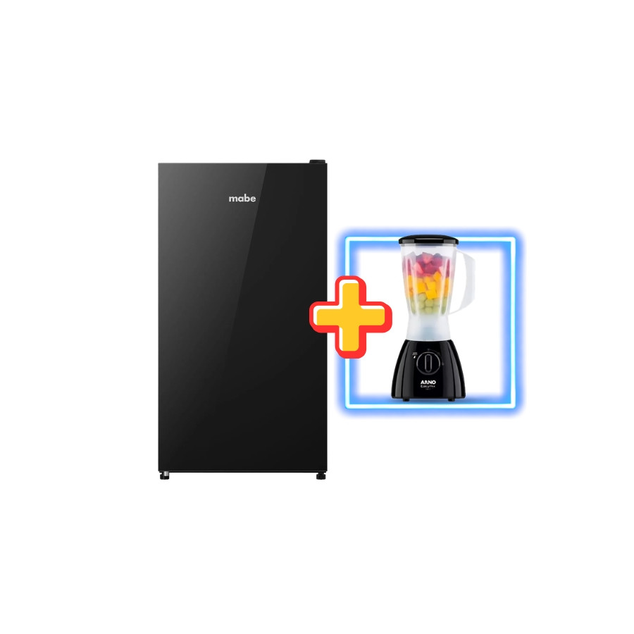 Combo Frigobar MABE 90L Semiseco Black Glass Con Licuadora ARNO Ln2778I0 Easymix 220V Plastico