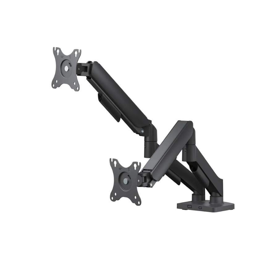 BRAZO DE MONITOR DOBLE CN RESORTE DE GAS DE 17” a 32” CON ABRAZADERA DE ESCRITORIO  Y OJAL ARG-BR-1615 ARGOM