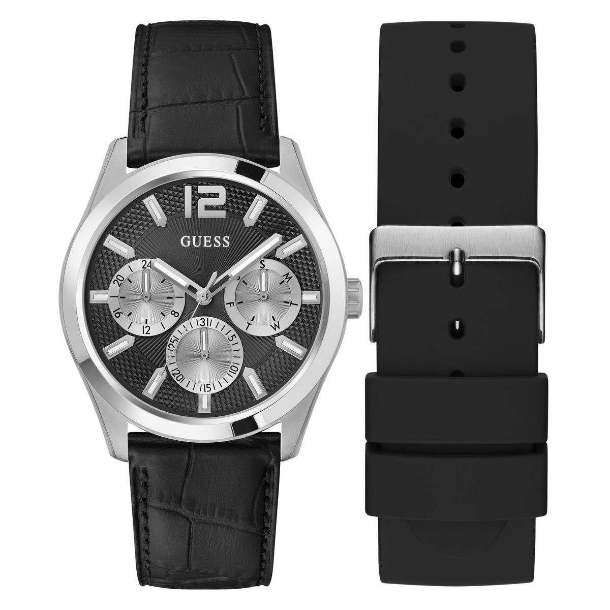 RJ GUESS MENS  BOX SETS SILVER MULTI FUNCIONES GW0809G1