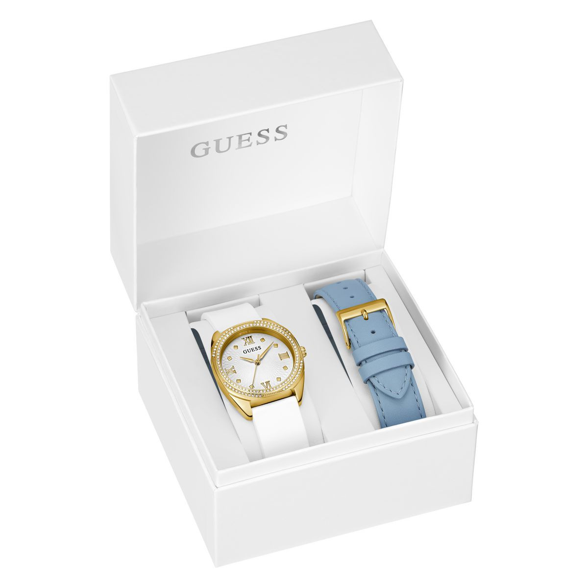 RELOJ GUESS LADIES GOLD TONE ANALOG WATCH BOX S GW0691L2