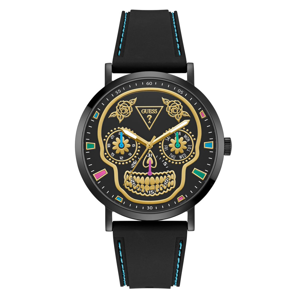 RJ GUESS MENS DAY OF THE DEAD NEGRO MULTI-FUNCTION GW0961G1