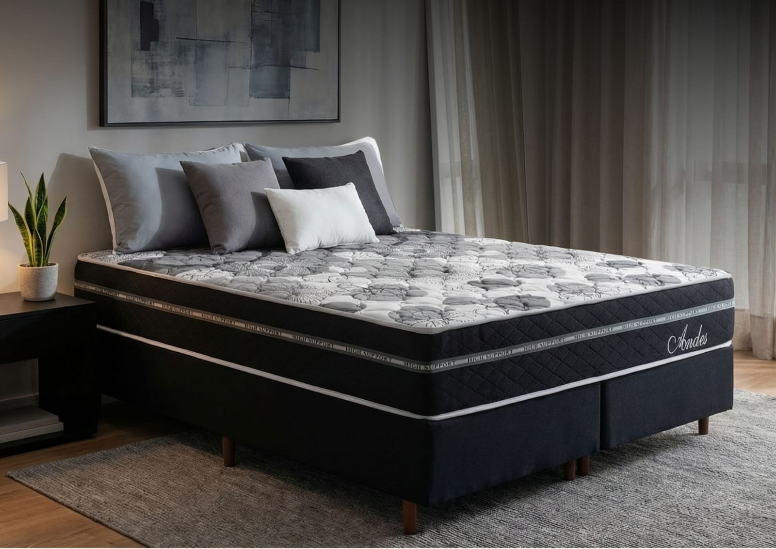 Colchón HELLEN Andes Negro Resortes Pocket 2.5 Plazas (158X198X26)