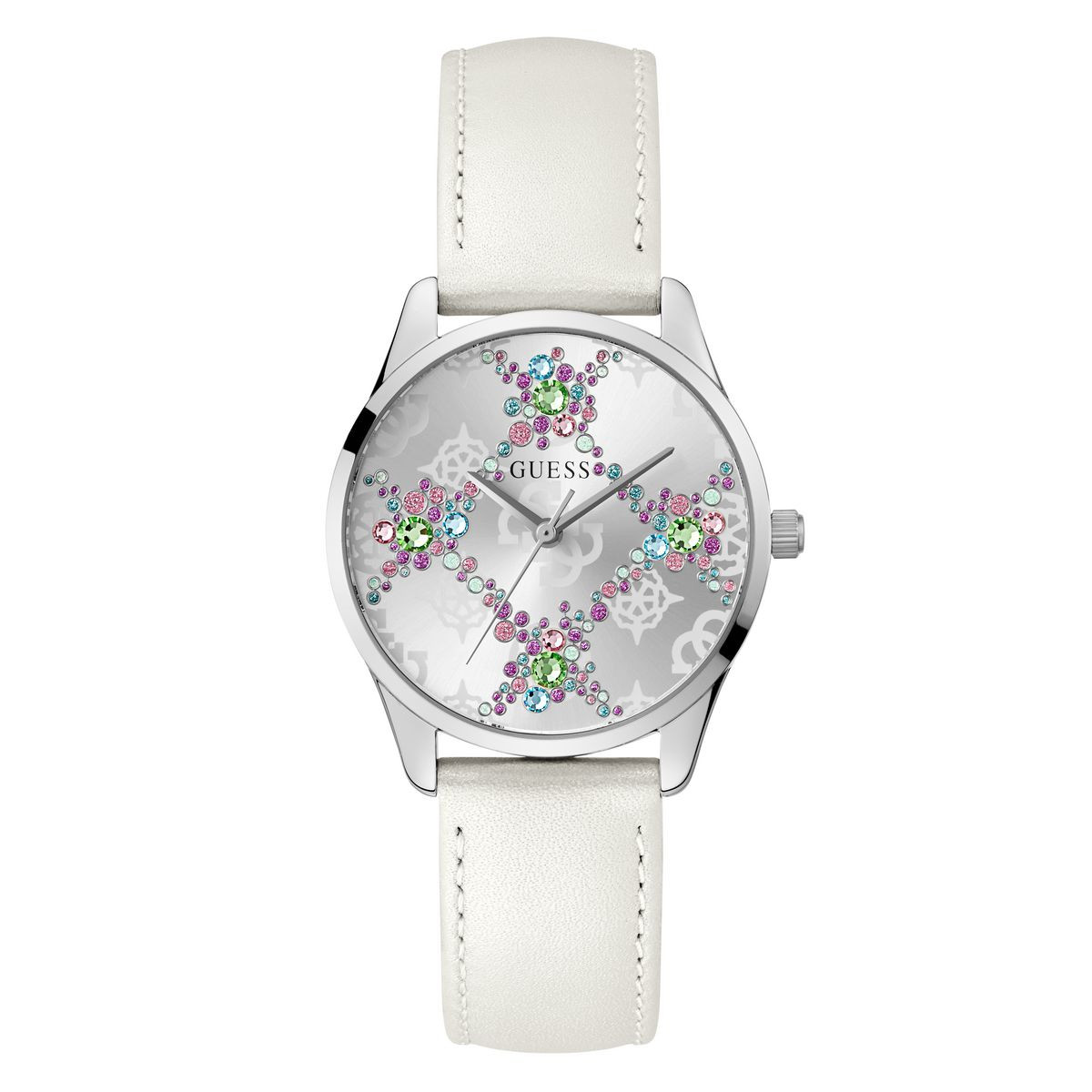 Reloj GUESS Ladies White Silver Tone  LUSTER GW0837L1