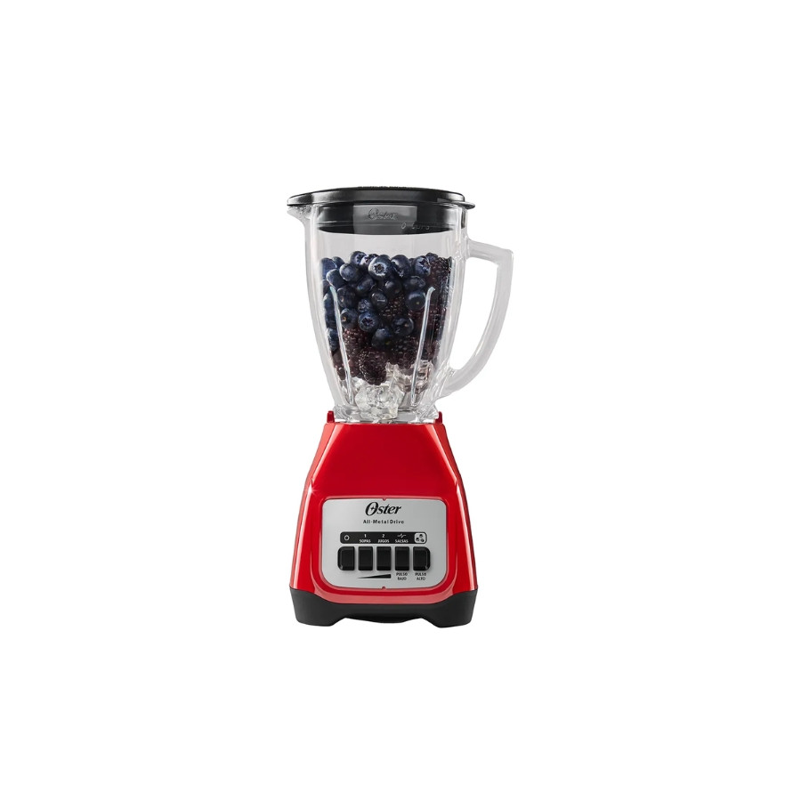 Licuadora OSTER 1.5 L Jarra Vidrio Boroclass 800 W 2 Vel + Pulso Rojo Mod. BLSTKAG-RPB