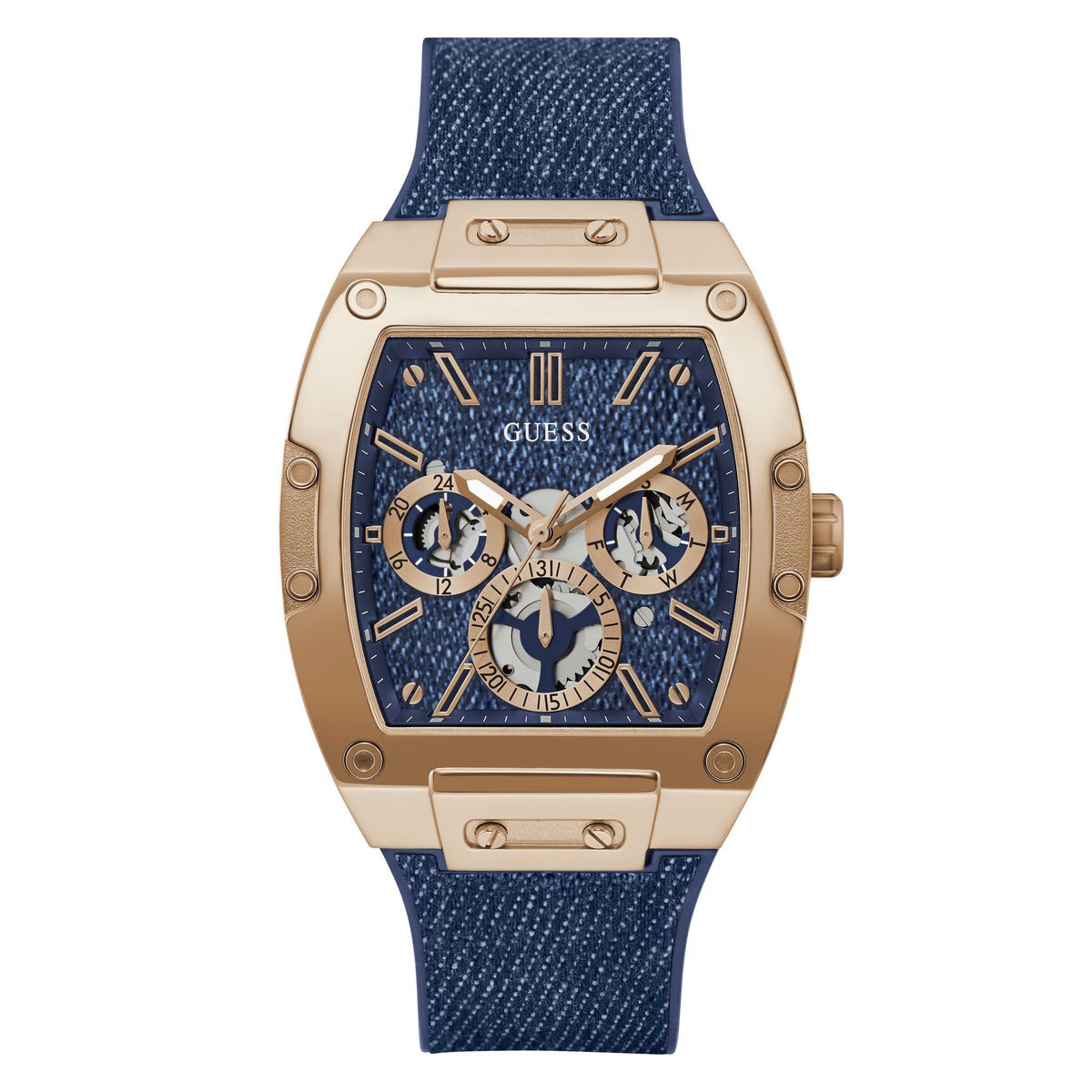 Reloj GUESS Man Dress Rs Gold Multifunción Tone Strap Blue GW0786G2