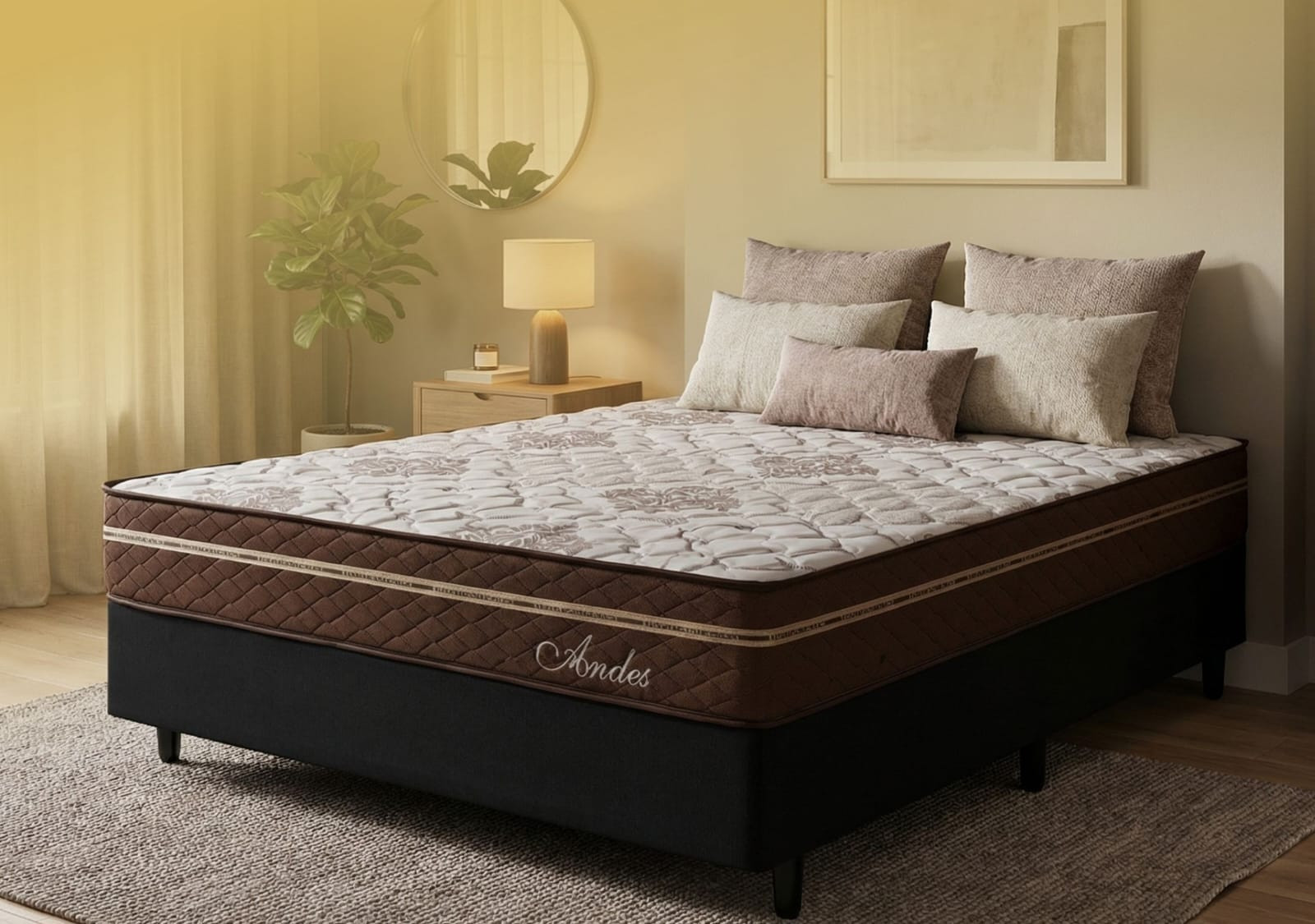 Colchón HELLEN Andes Marrón Resortes Pocket 3 Plazas (180X200X26)