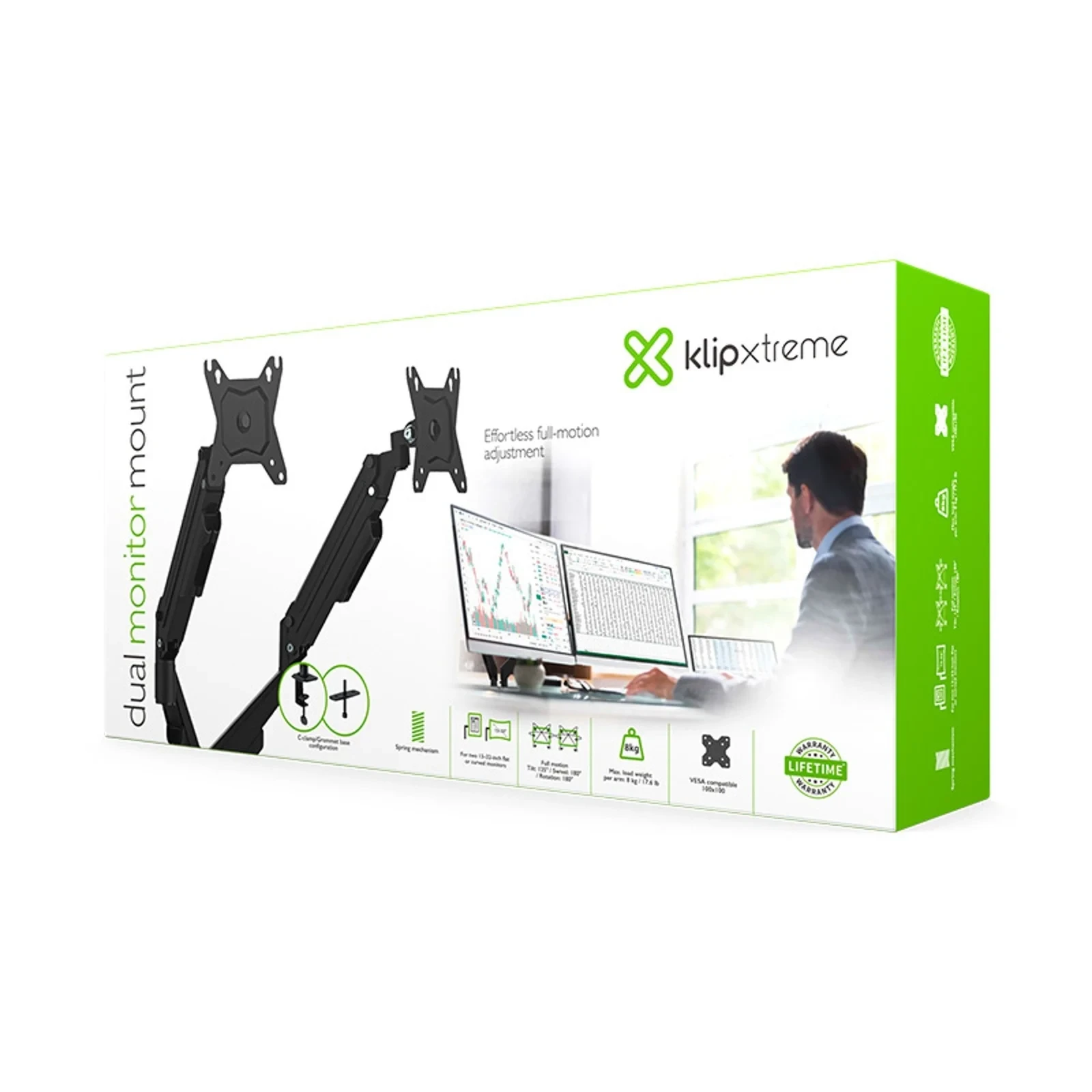 Soporte doble para monitores con mecanismo de resortes KMM-410