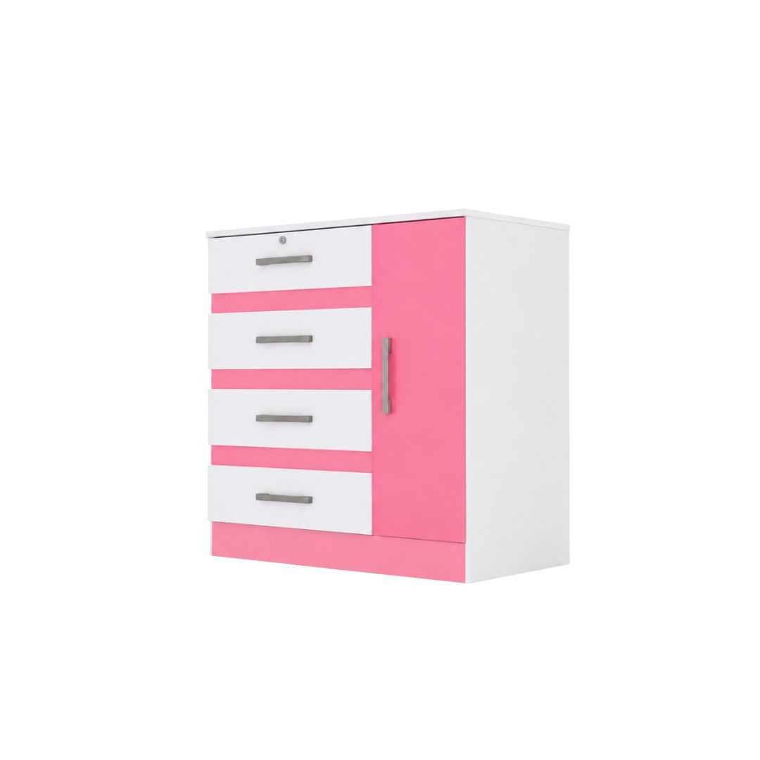 COMODA IZZI CERES M1 1P 4C 91X91X47CM BRILLO BLANCO-ROSA
