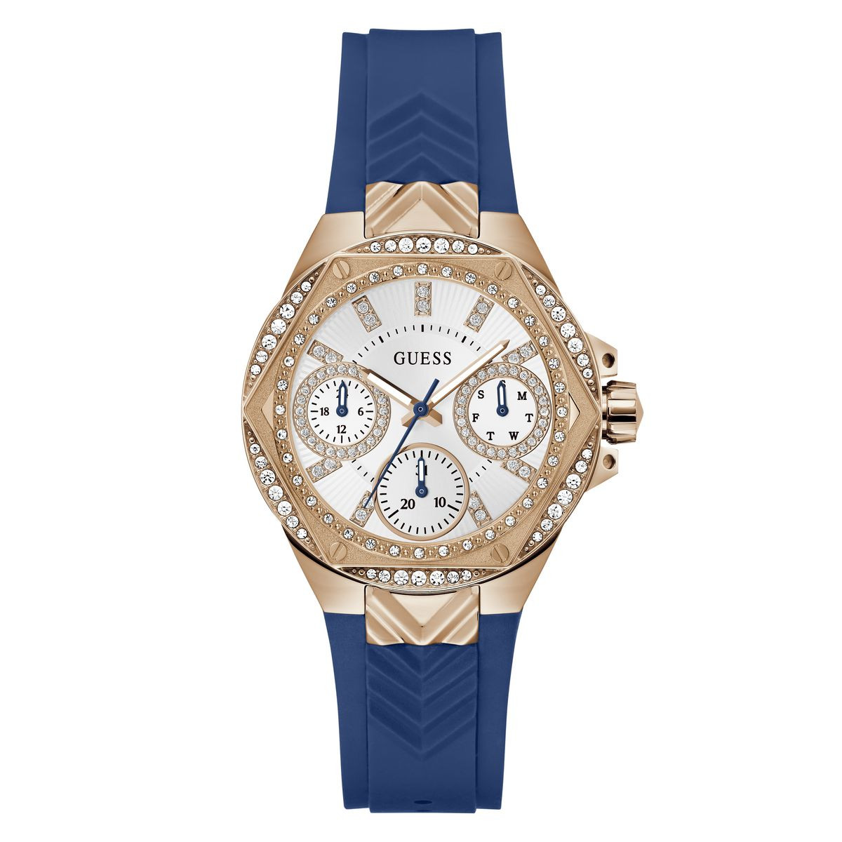 RJ GUESS LADIES SPORT RS GOLD MULTI FUNCIONES STRAP BLUE GW0774L3