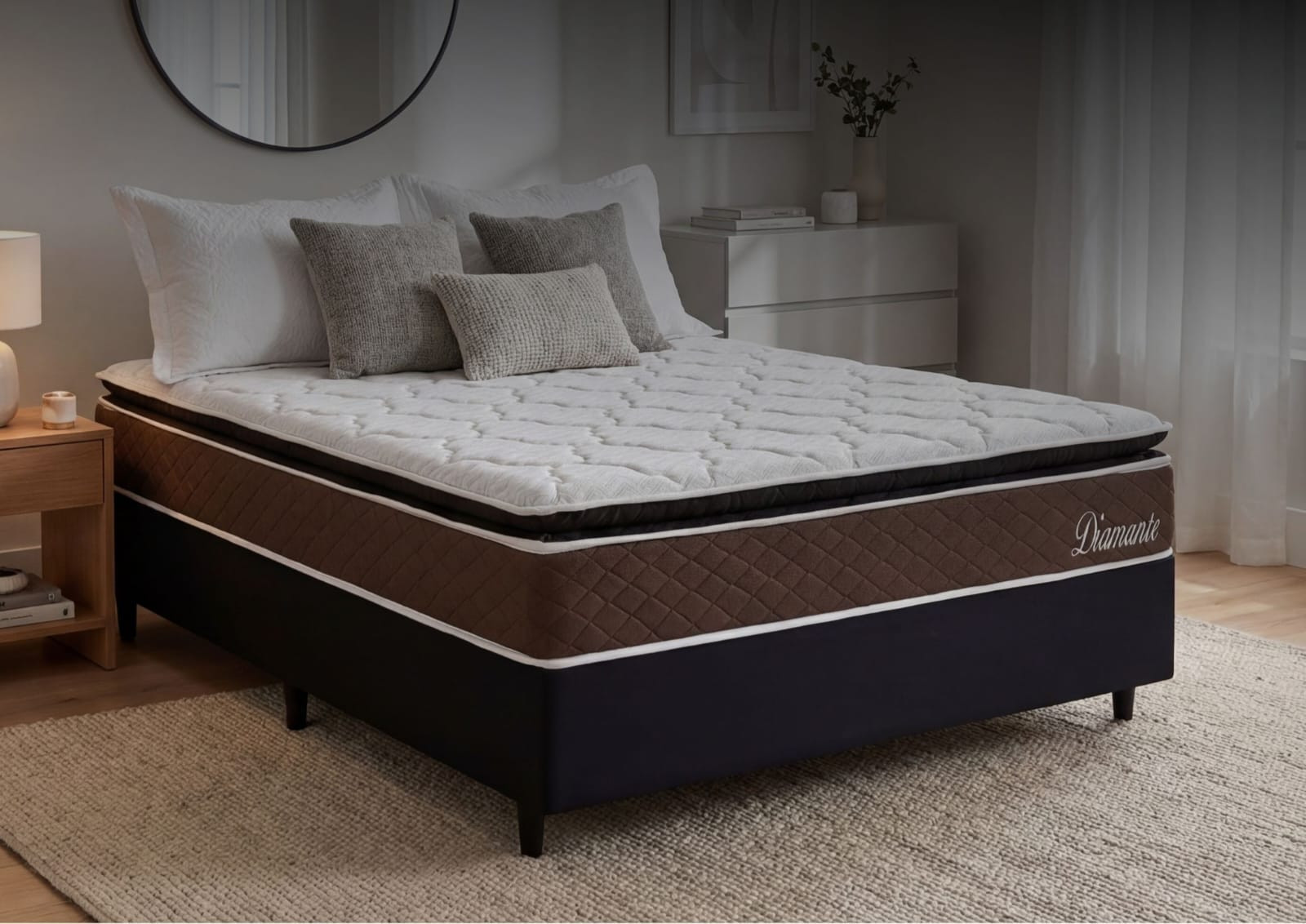 Colchón HELLEN Diamante Marrón Resortes Pocket 2.5 Plazas (158X198X26)