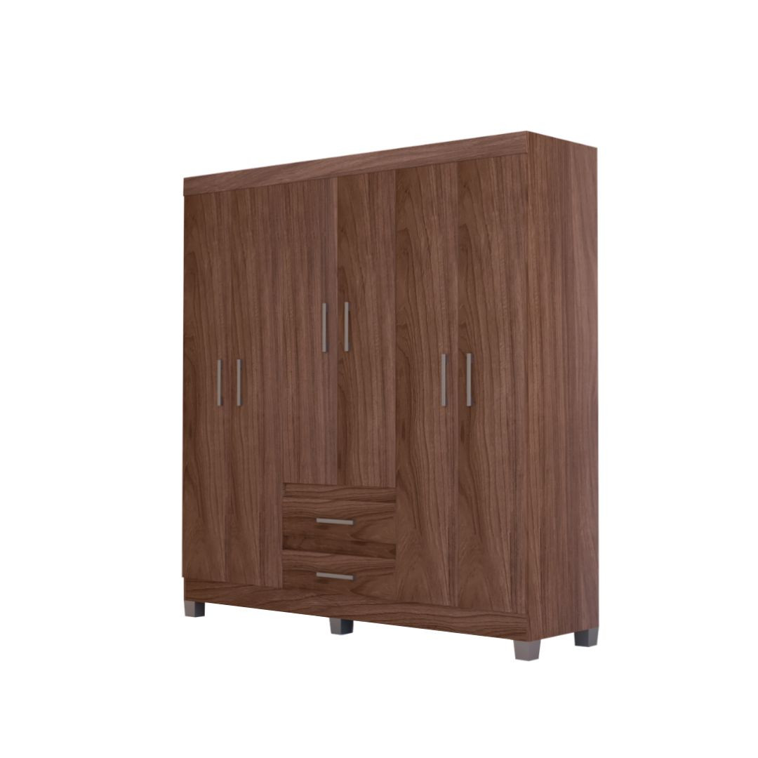 ROPERO IZZI DIONE M5 6P 2C 205X181X47CM MATE CASTANO