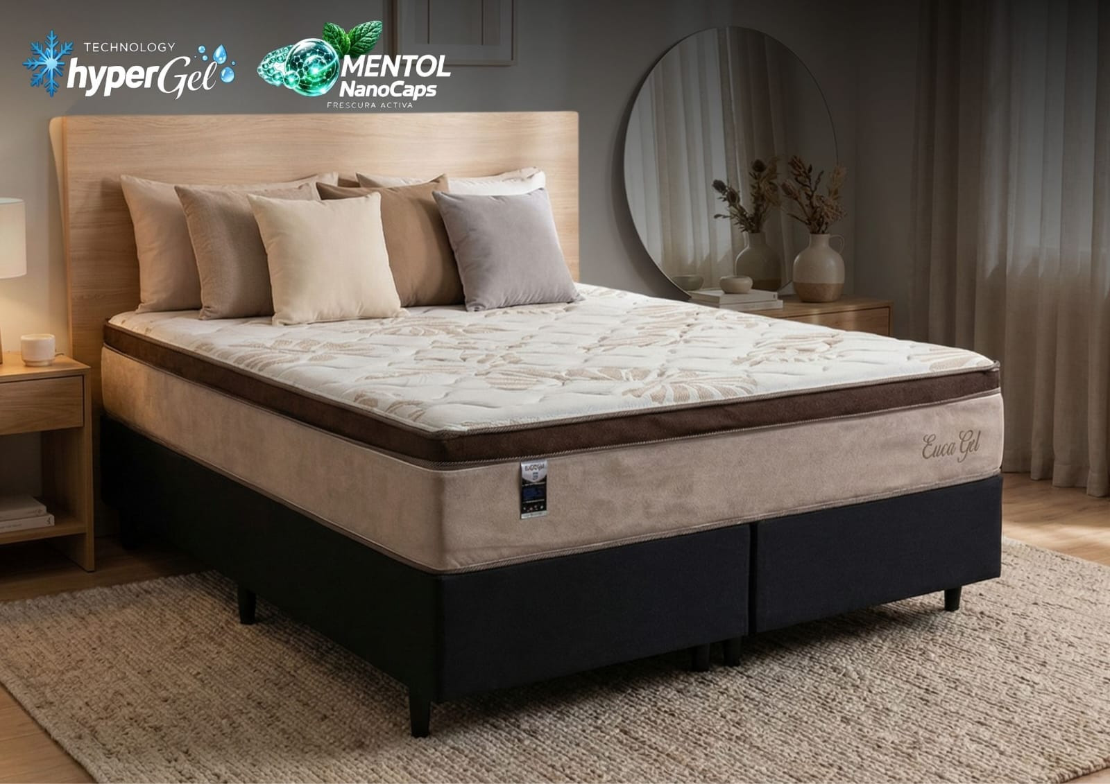 Colchón HELLEN Euca Gel Resortes Pocket Hipergel 3 Plazas (180X200X32)