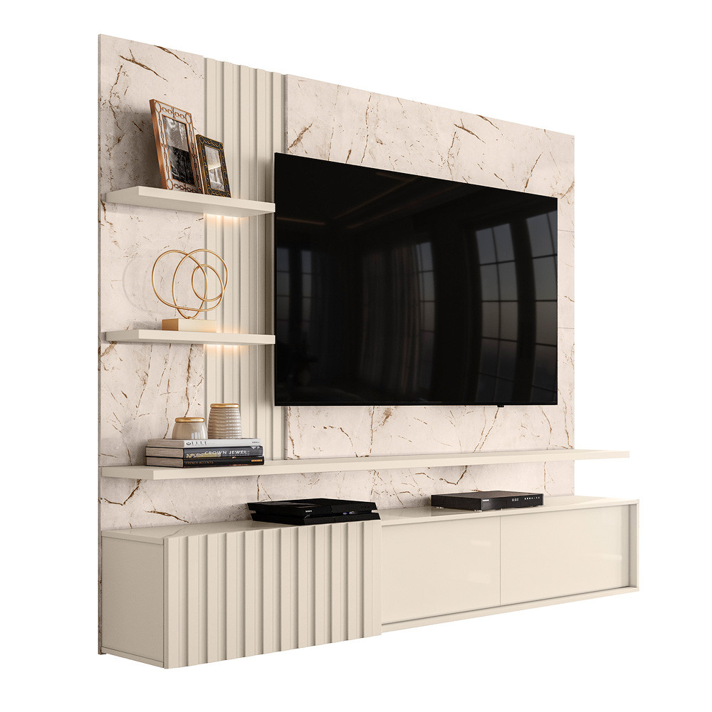 Rack Flotante MADETEC Athena Para Tv Hasta 65" Marmol Blanco