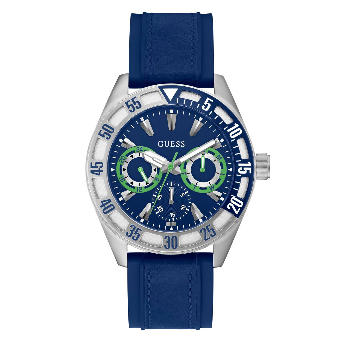 Reloj GUESS Man Multifunción Tono Azul Plateado GW0903G1
