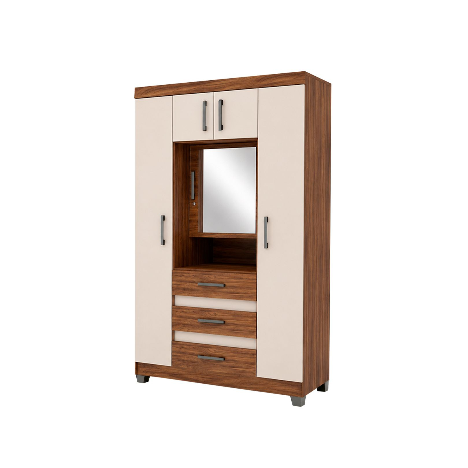 ROPERO IZZI RHEA M3 5PA 3C BJ CPE CH 205X121X47CM MATE CASTANO-MARFIL
