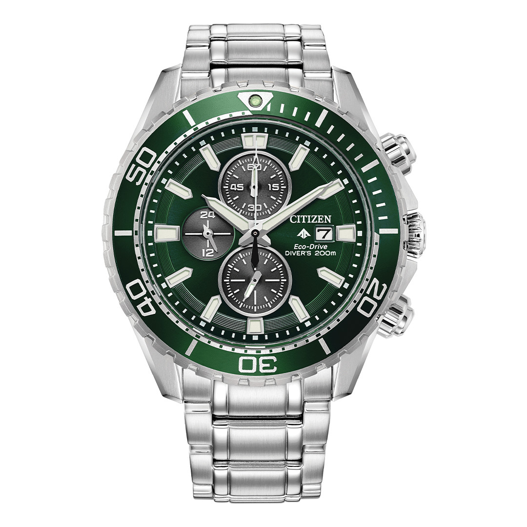 RELOJ CITIZEN PROMASTER DIVE CHRONOGRAPH GREEN DIAL MENS 45MM