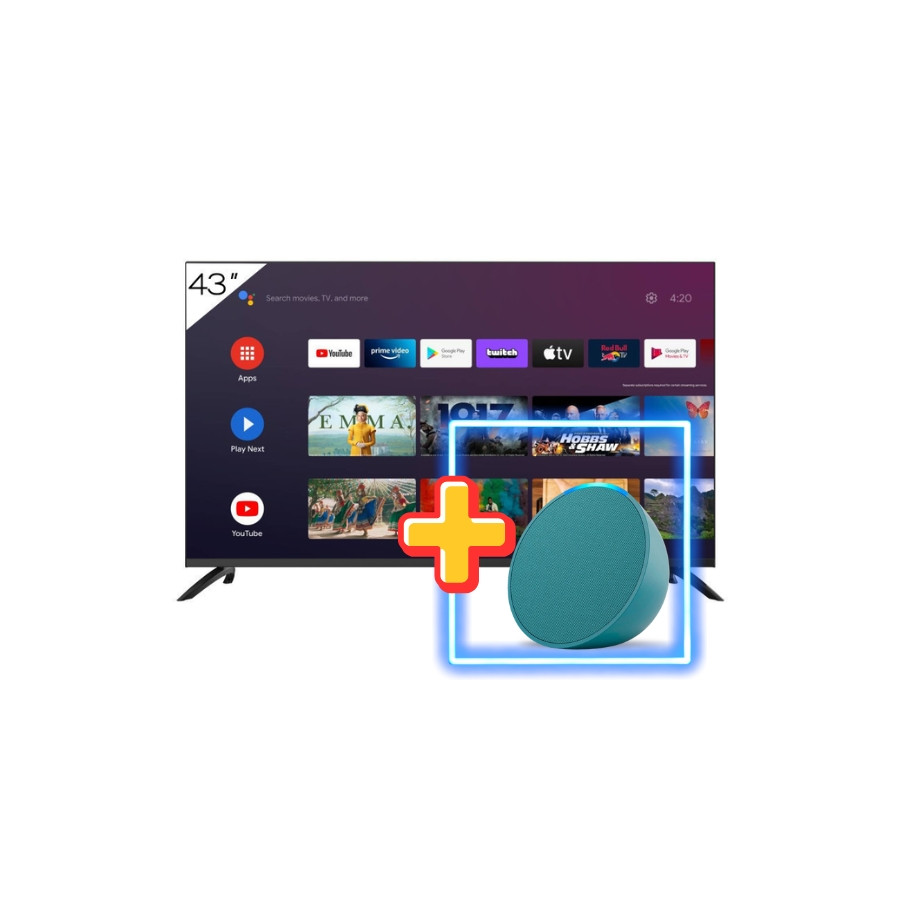 Combo Televisor AIWA 43" Con ALEXA Echo Pop